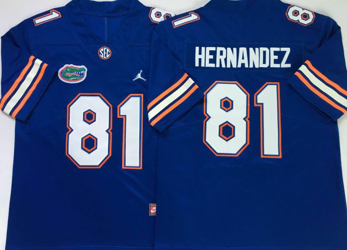 Men Florida Gators #81 Hernandez Blue 2025 NCAA Jersey style 1